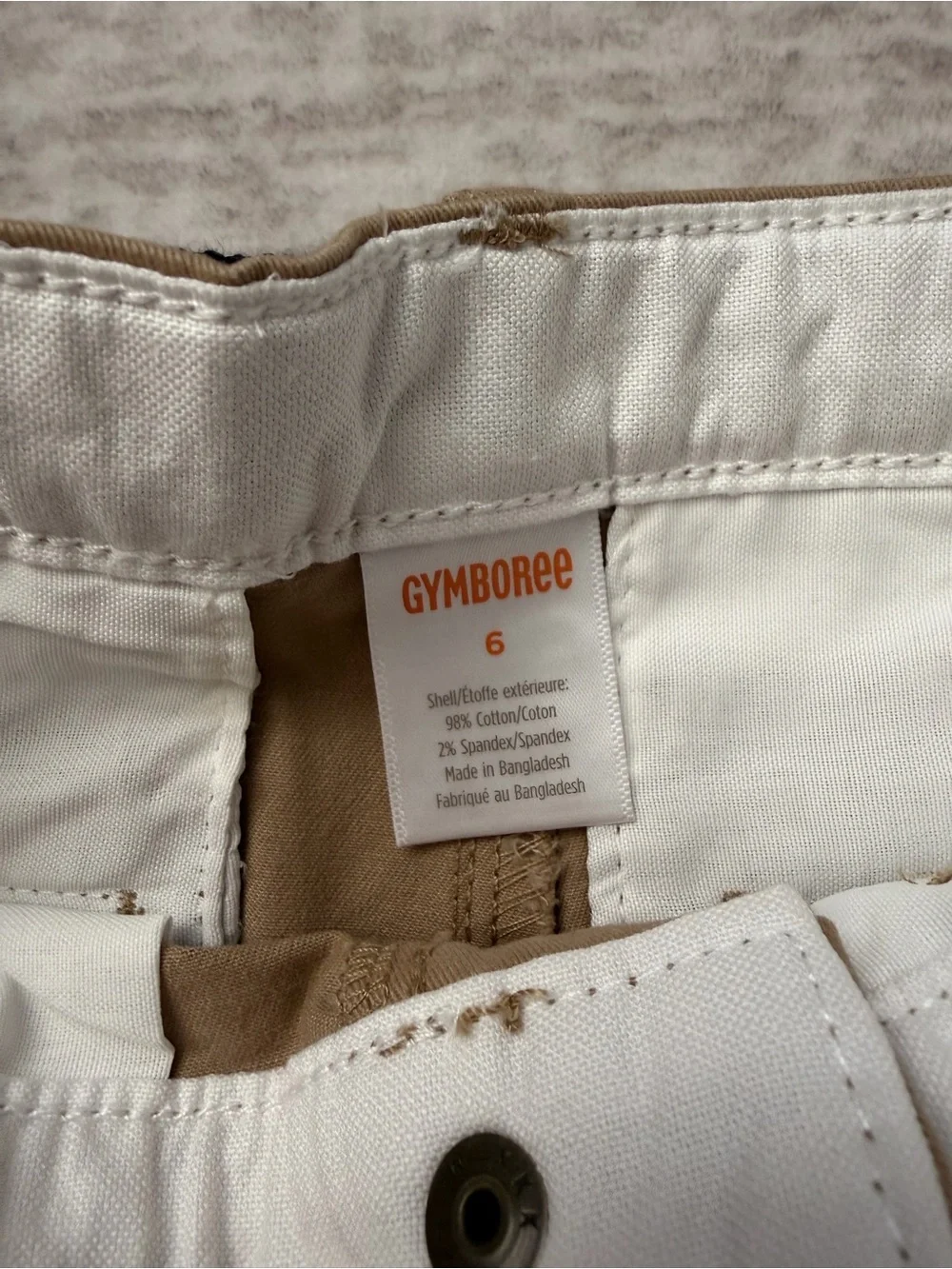 Gymboree Tan Chino Pants with Navy & White Stripe Belt